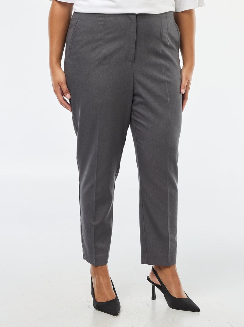 Rechte broek met hoge taille Grijs - Kiabi