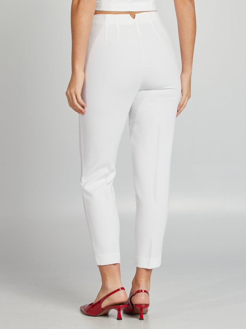 Rechte broek met hoge taille wit - Kiabi