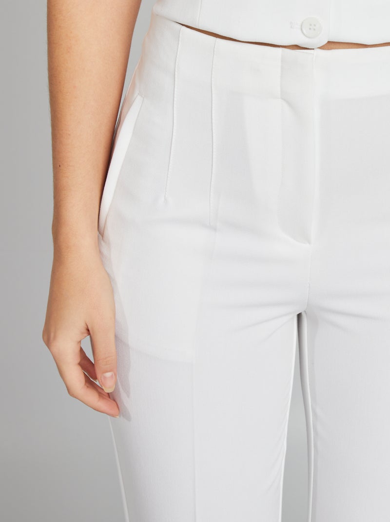 Rechte broek met hoge taille wit - Kiabi