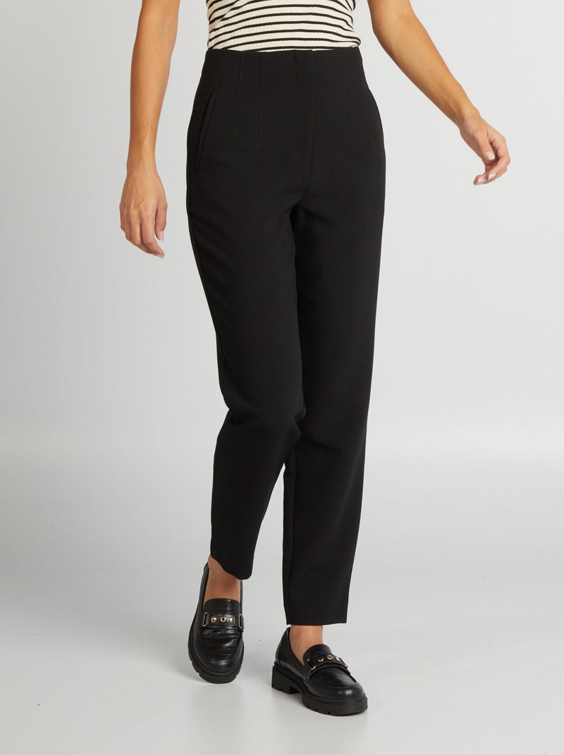 Rechte broek met hoge taille zwart - Kiabi