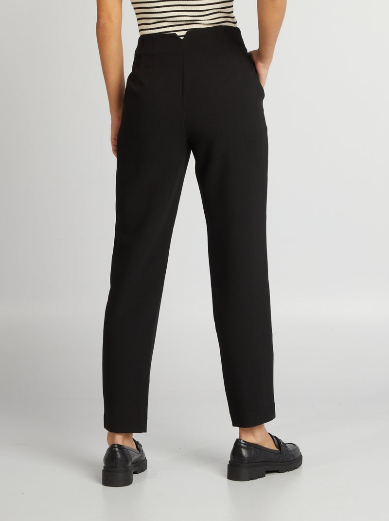 Rechte broek met hoge taille zwart - Kiabi