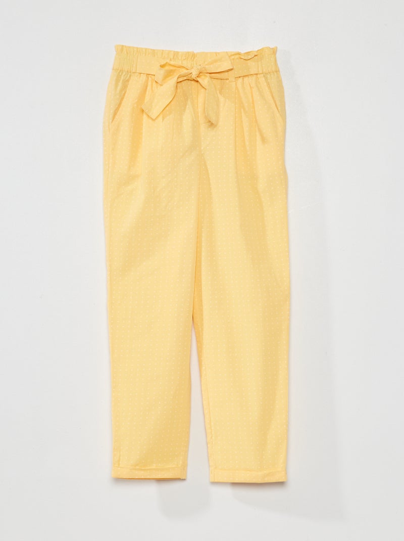 Rechte broek met print en ceintuur GEEL - Kiabi
