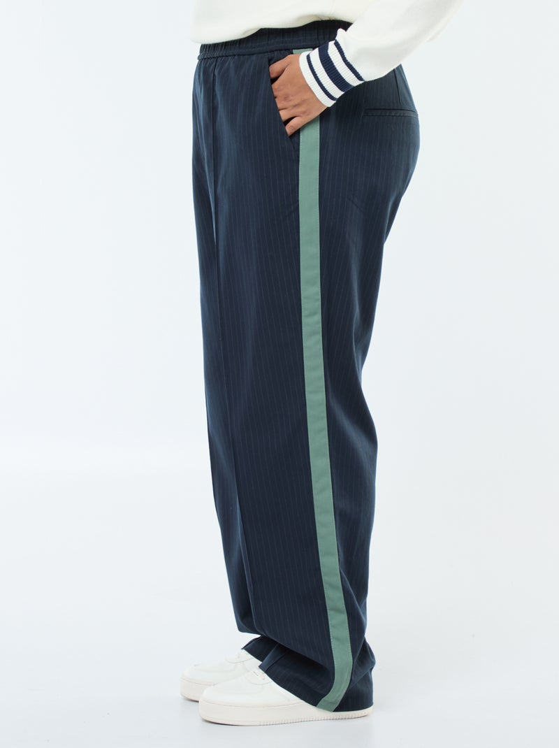 Rechte broek met ruiten en streep opzij Blauw - Kiabi