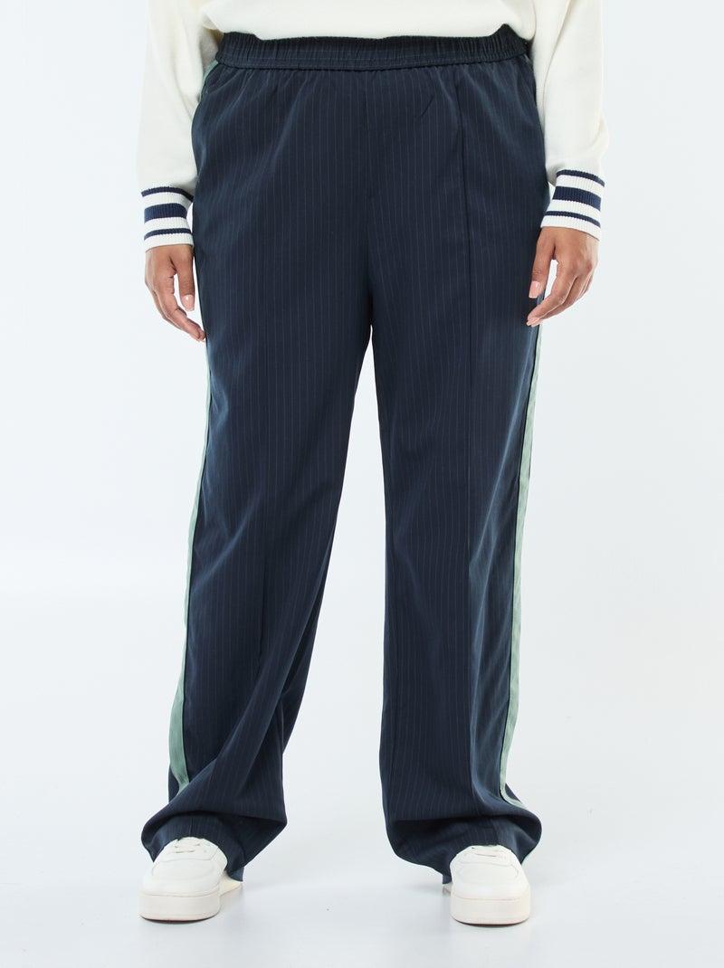 Rechte broek met ruiten en streep opzij Blauw - Kiabi