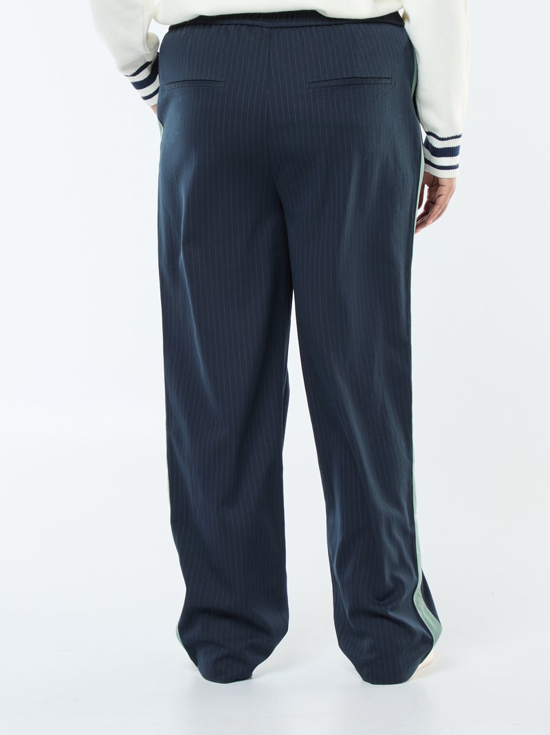 Rechte broek met ruiten en streep opzij Blauw - Kiabi