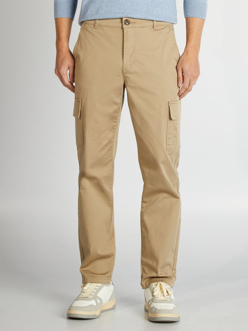 Rechte broek met veel zakken BIEGE - Kiabi