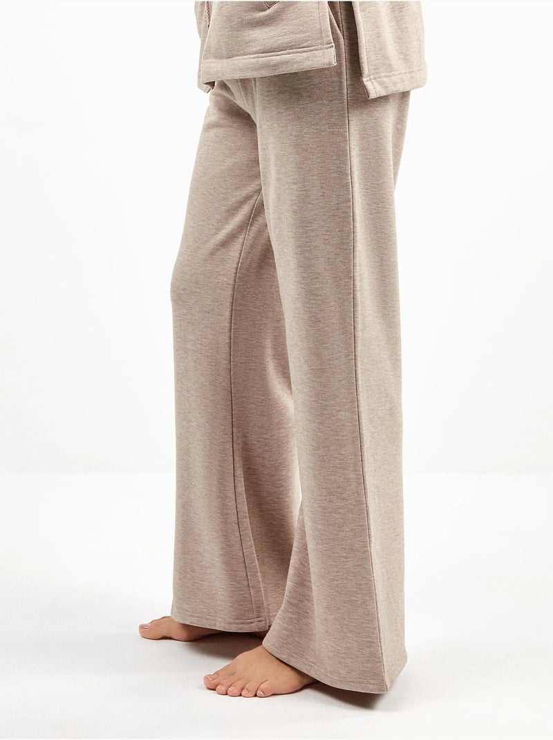 Rechte broek met vilt Caramelbruin - Kiabi
