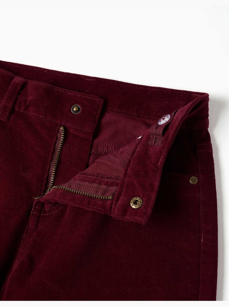 Rechte broek van corduroy Donkerrood - Kiabi