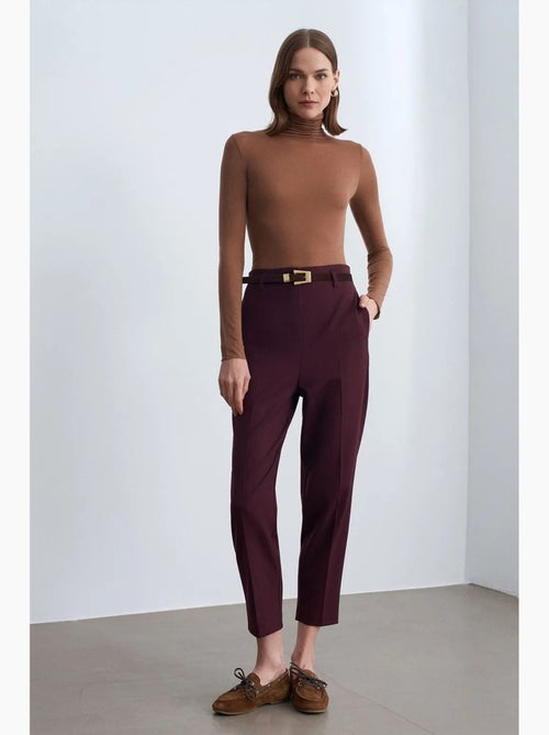 Rechte broek van crêpe met hoge taille dilvin - Kiabi