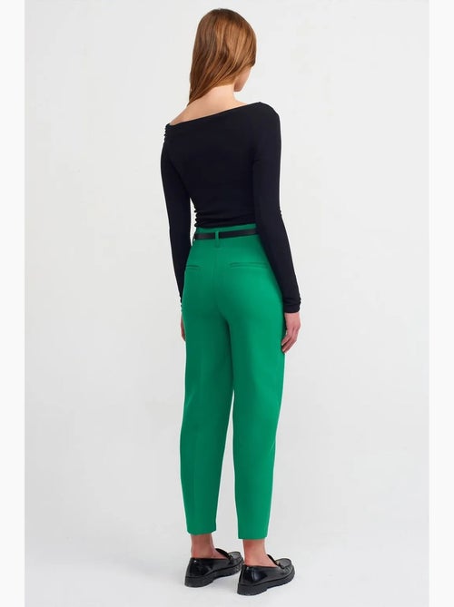 Rechte broek van crêpe met hoge taille en riem dilvin - Kiabi