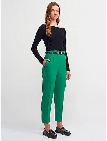 Rechte Broek Van Crêpe Met Hoge Taille En Riem