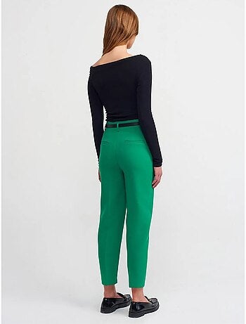 Rechte Broek Van Crêpe Met Hoge Taille En Riem