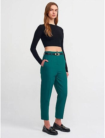 Rechte Broek Van Crêpe Met Hoge Taille En Riem