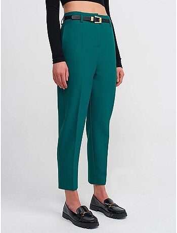 Rechte Broek Van Crêpe Met Hoge Taille En Riem