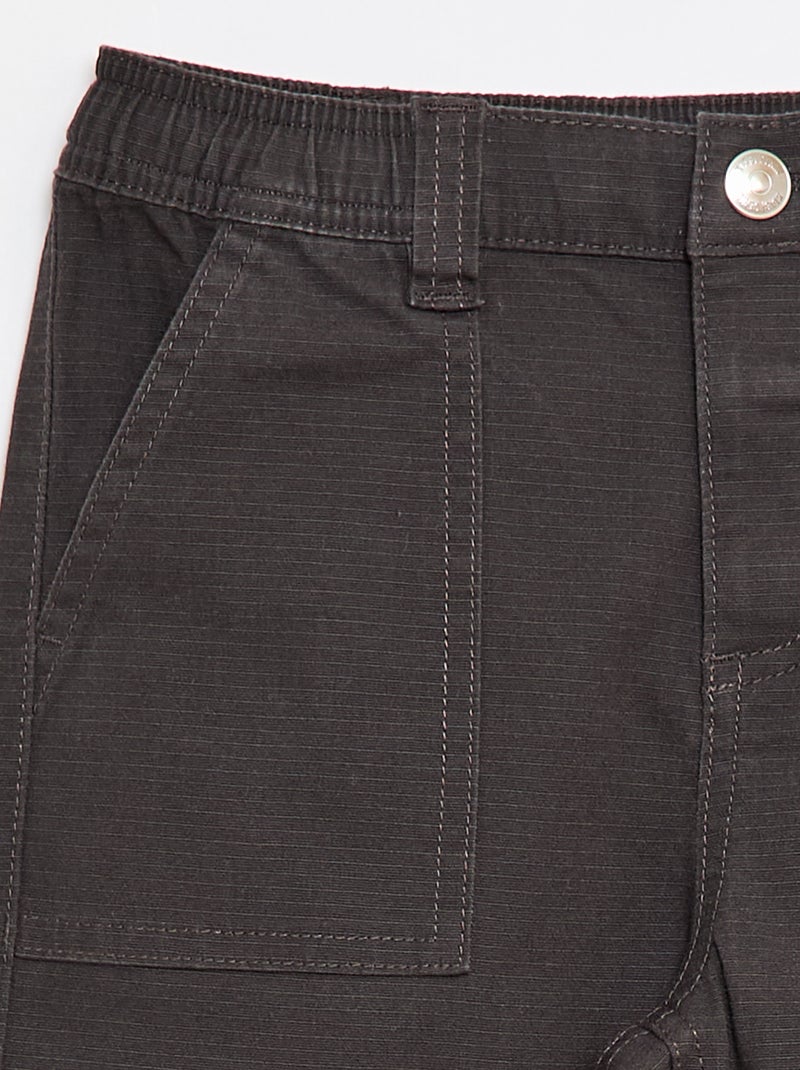 Rechte broek van effen katoen - Gemakkelijk aan te trekken collectie Zwart - Kiabi