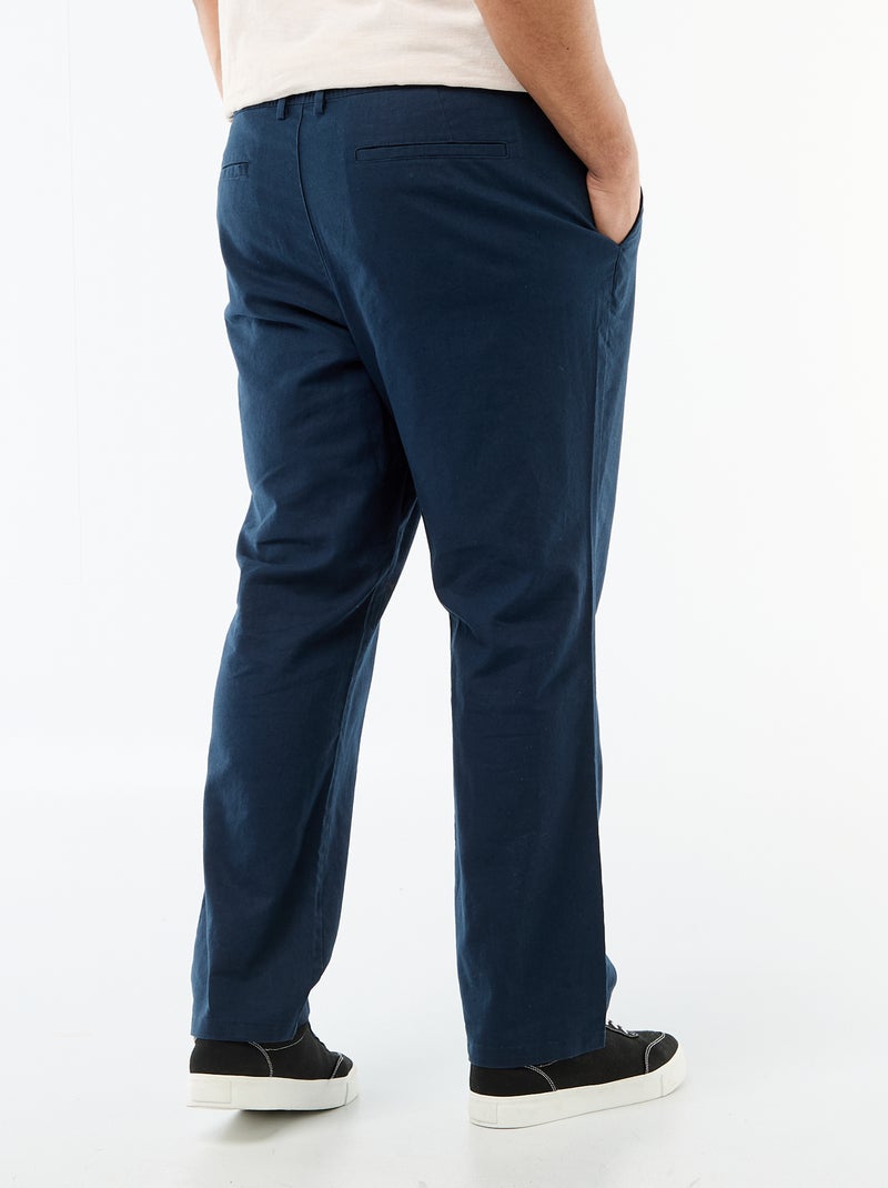 Rechte broek van gemengd linnen Blauw - Kiabi