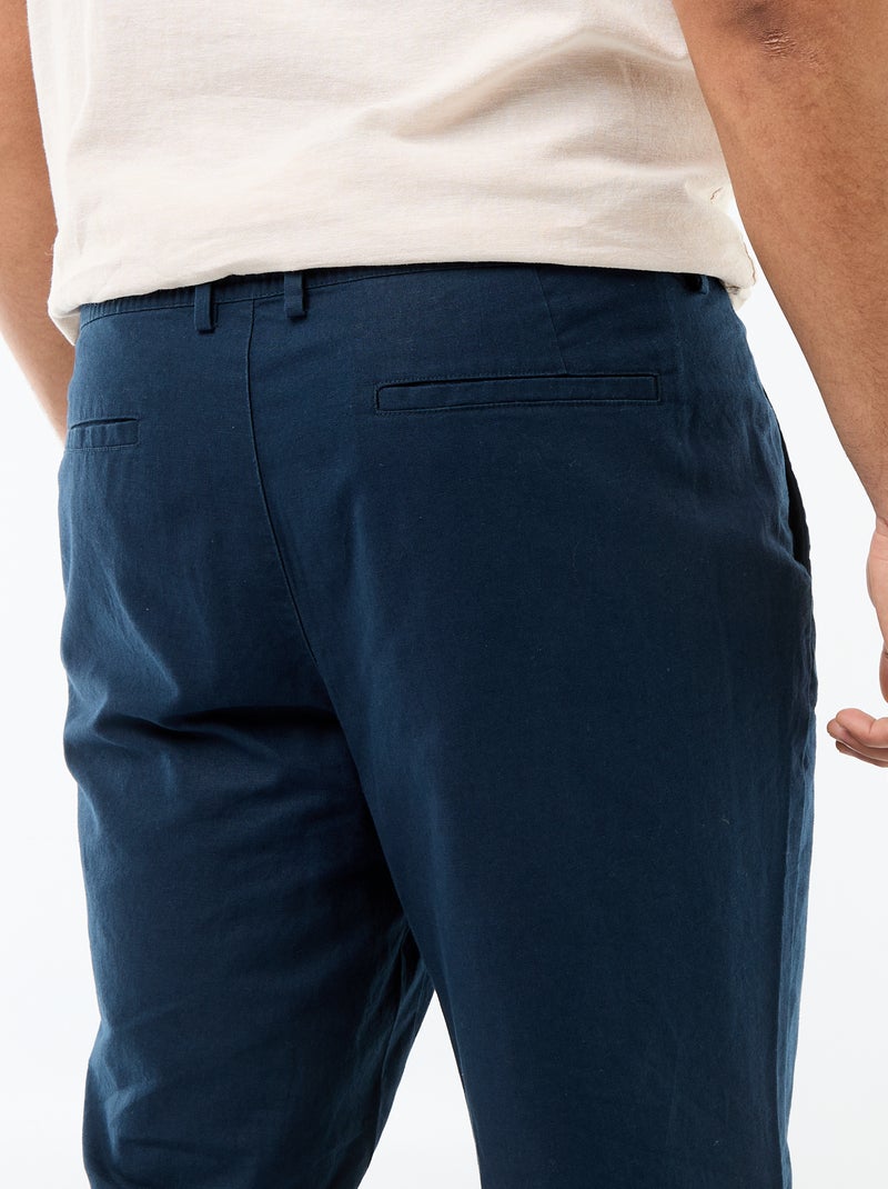 Rechte broek van gemengd linnen Blauw - Kiabi