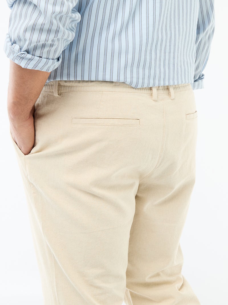 Rechte broek van gemengd linnen Wit - Kiabi