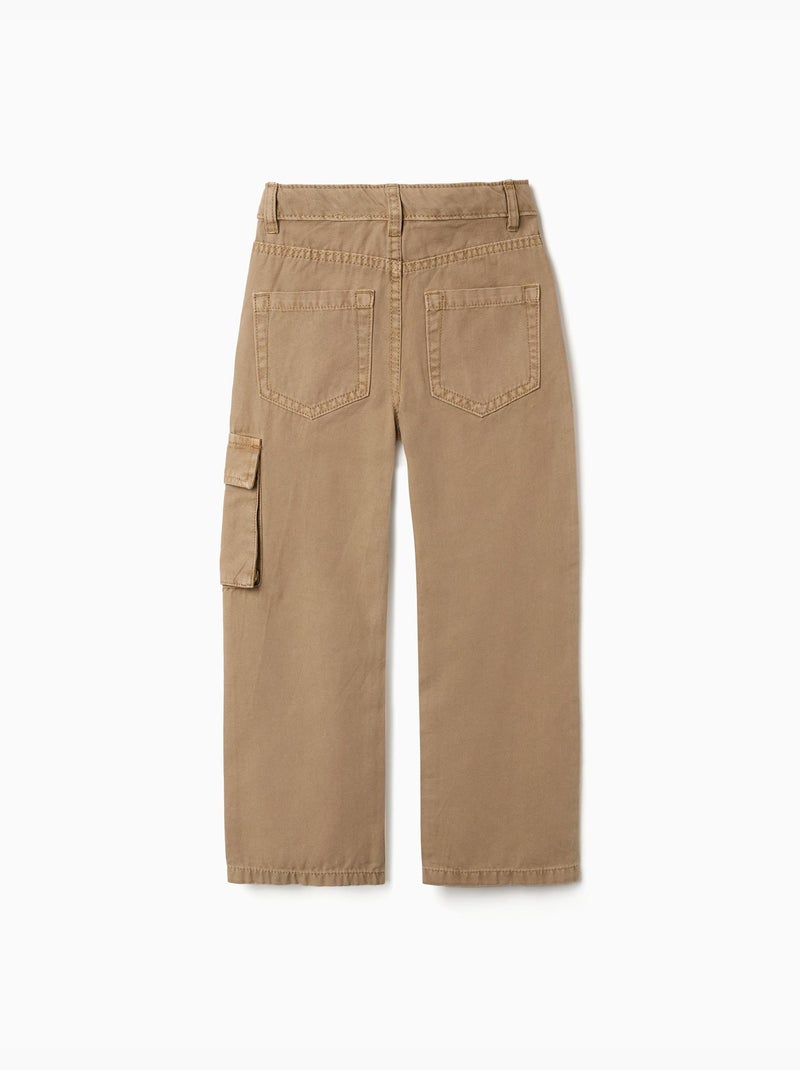 Rechte broek van katoen met 5 zakken Beige - Kiabi