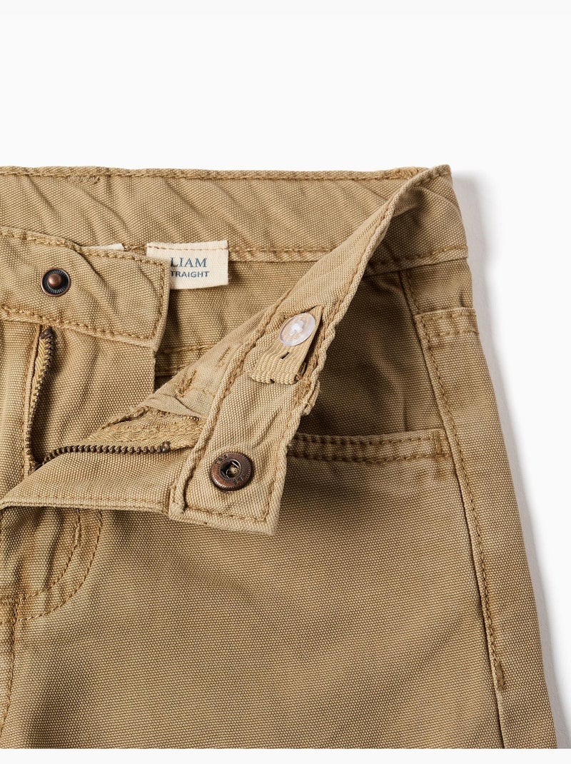 Rechte broek van katoen met 5 zakken Beige - Kiabi