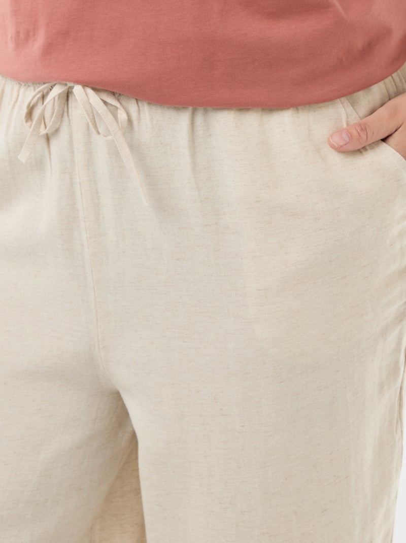 Rechte broek van linnenmix Biege - Kiabi