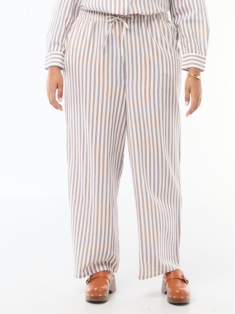 Rechte broek van linnenmix Biege - Kiabi