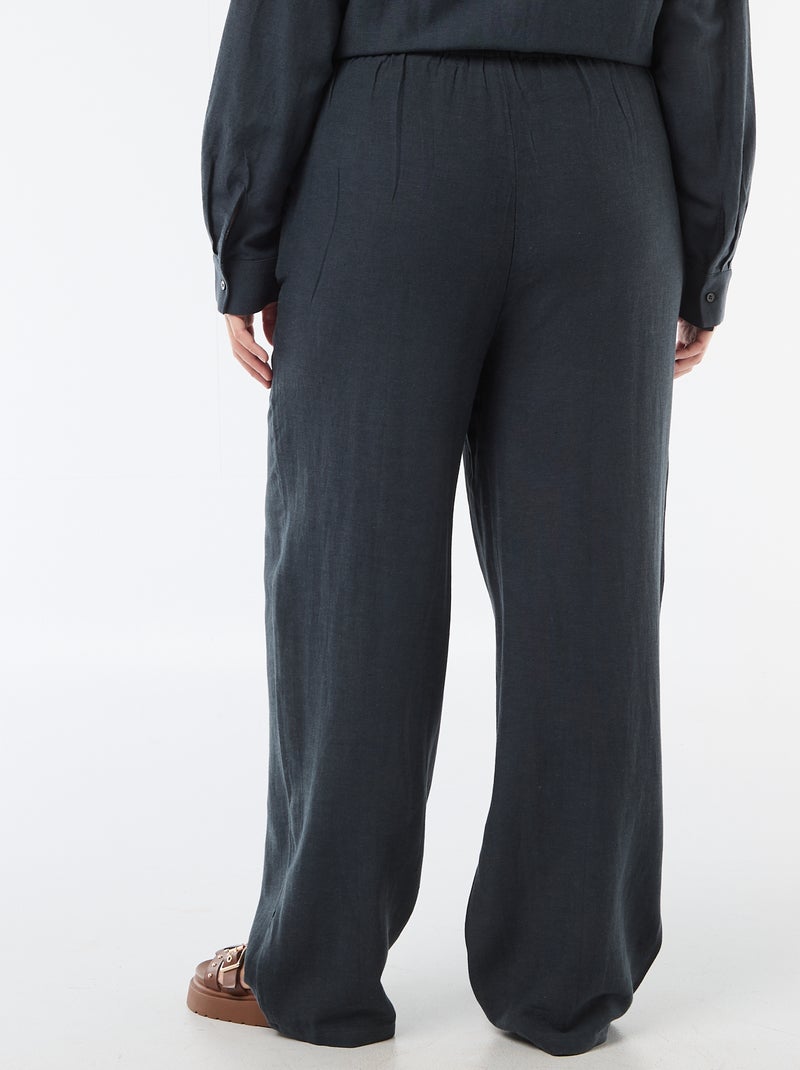 Rechte broek van linnenmix Blauw - Kiabi