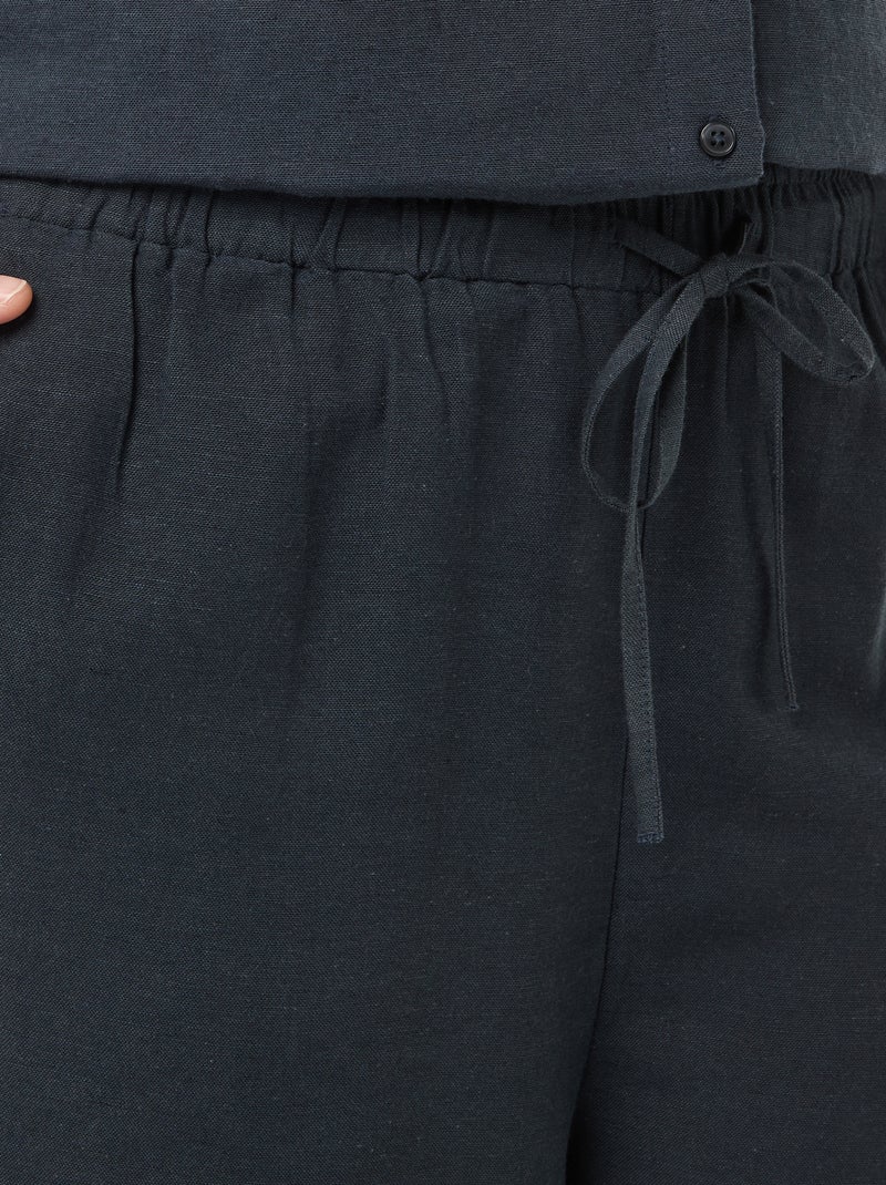 Rechte broek van linnenmix Blauw - Kiabi