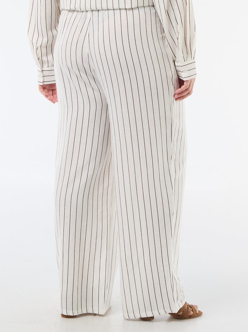 Rechte broek van linnenmix Wit - Kiabi