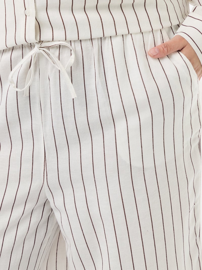 Rechte broek van linnenmix Wit - Kiabi