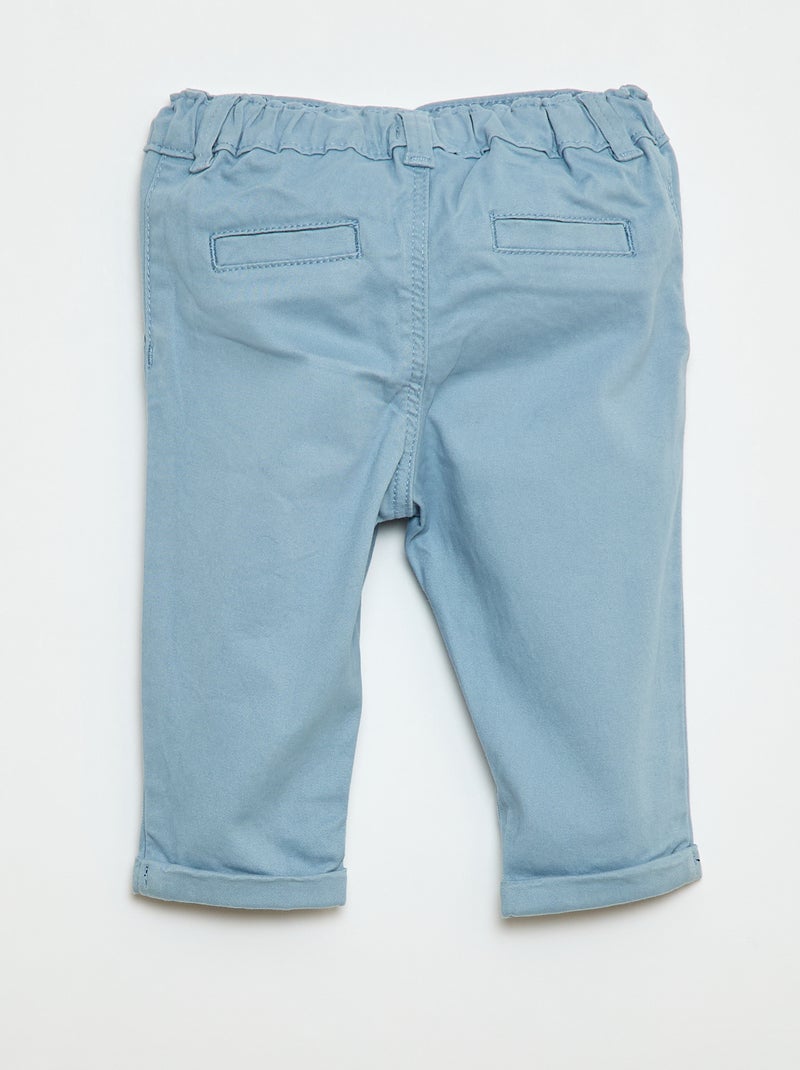 Rechte chino van stretchkatoen Blauw - Kiabi