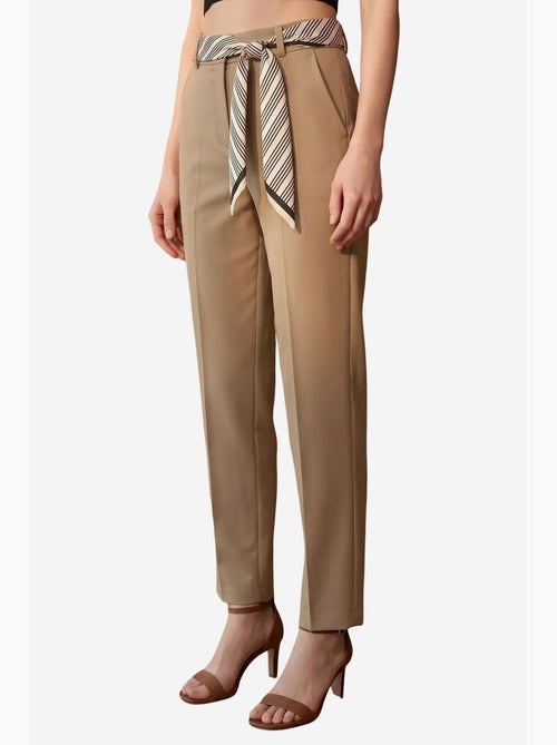 Rechte crêpe broek met hoge taille en ceintuur my fashion - Kiabi