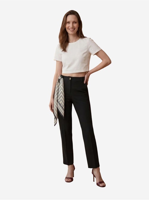Rechte crêpe broek met hoge taille en ceintuur my fashion - Kiabi