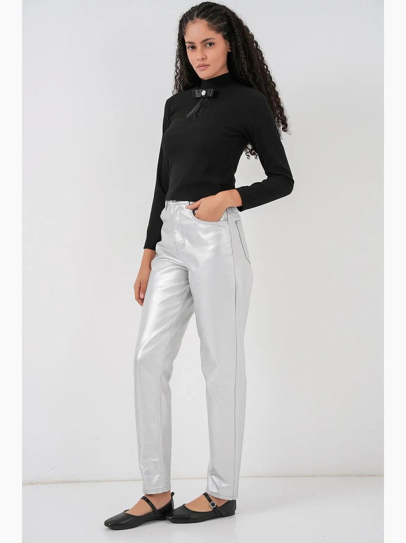 Rechte jeans met hoge taille bdart Zilver - Kiabi