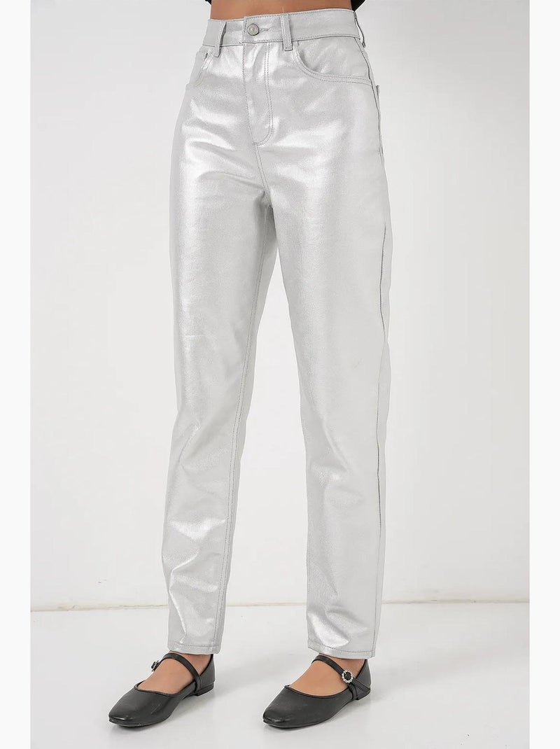 Rechte jeans met hoge taille bdart Zilver - Kiabi
