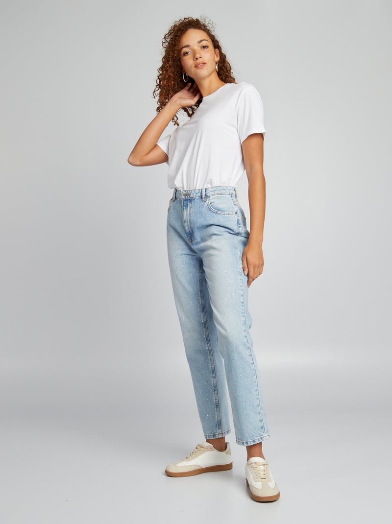 Rechte jeans met hoge taille BLAUW - Kiabi