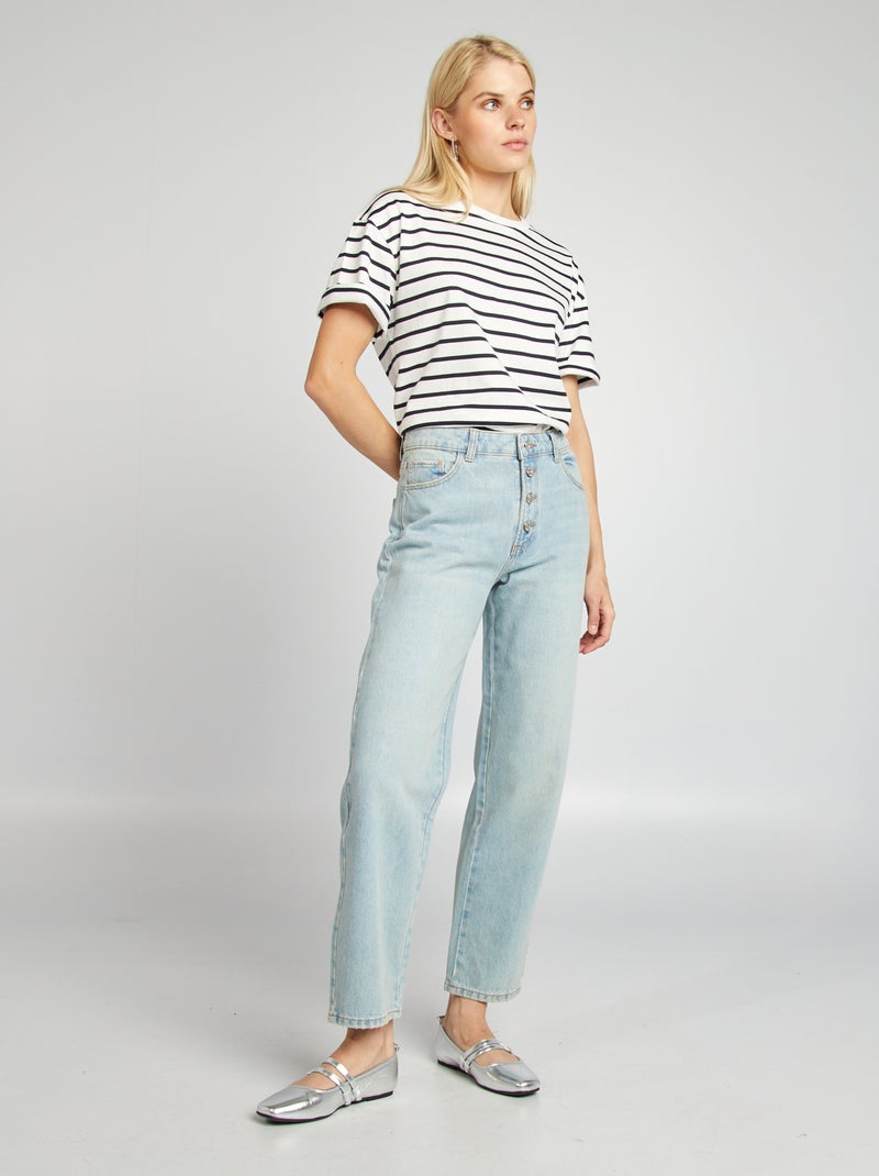 Rechte jeans met hoge taille BLAUW - Kiabi