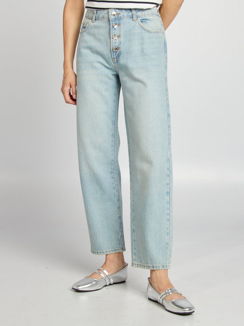 Rechte jeans met hoge taille BLAUW - Kiabi