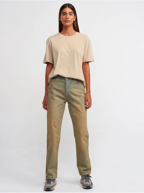 Rechte jeans van katoen-denim met mid waist dilvin - Kiabi