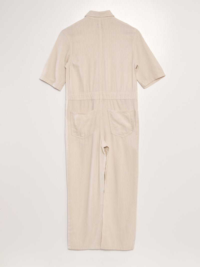 Rechte jumpsuit met korte mouwen - Uniseks BIEGE - Kiabi