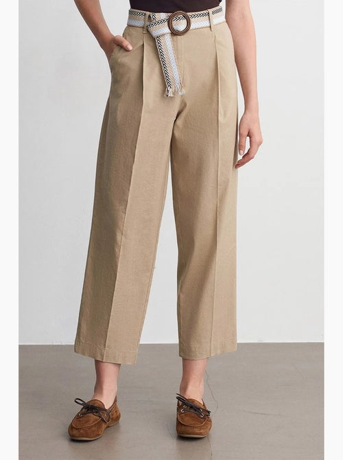 Rechte pantalon met riem en plooien dilvin - Kiabi Rechte pantalon met riem en plooien dilvin - Kiabi