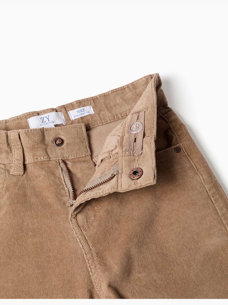 Rechte pasvorm corduroy broek Beige - Kiabi