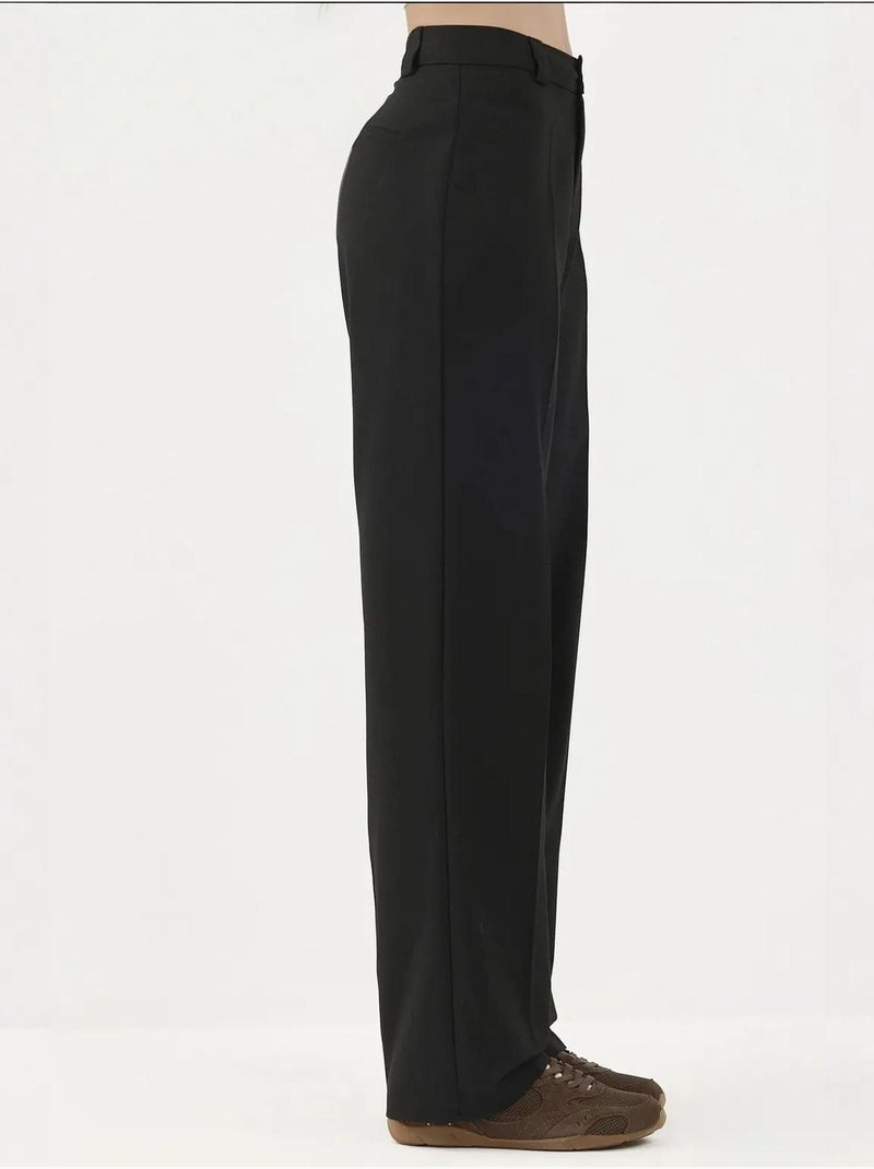 Rechte pijp broek met normale taille en knoopsluiting hiccup Zwart - Kiabi