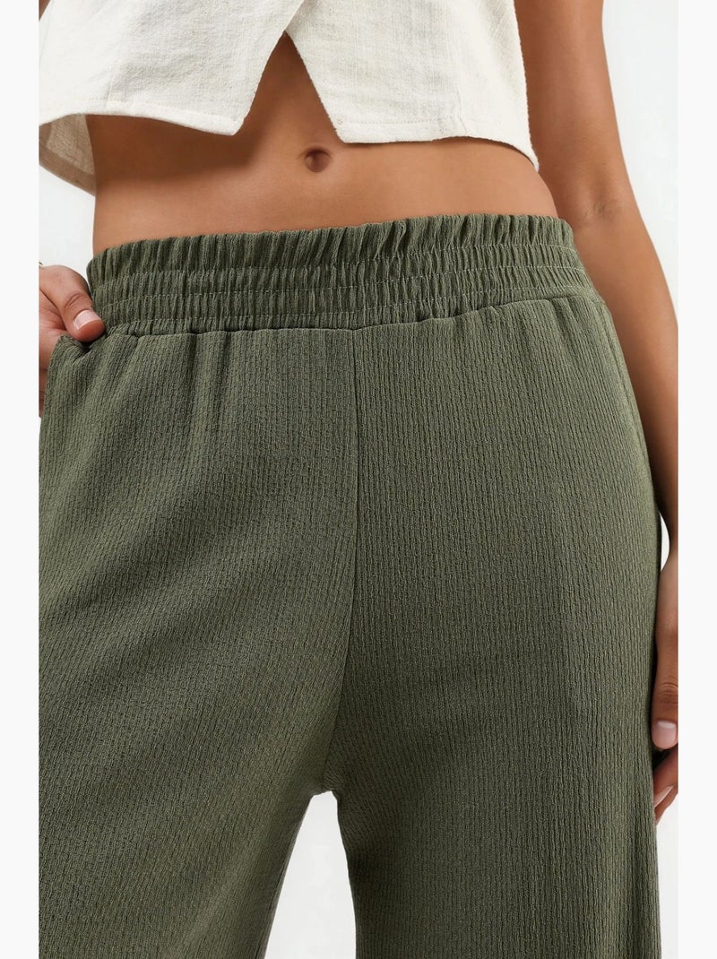 Rechte pijp broek met textuur hiccup Kaki - Kiabi