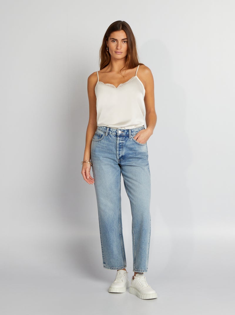 Rechte spijkerbroek met hoge taille BLAUW - Kiabi