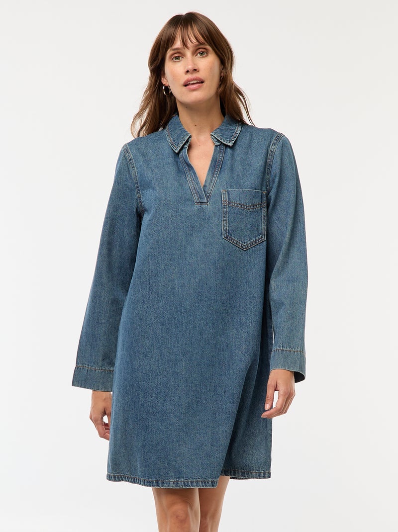 Rechte spijkerjurk Blauw - Kiabi