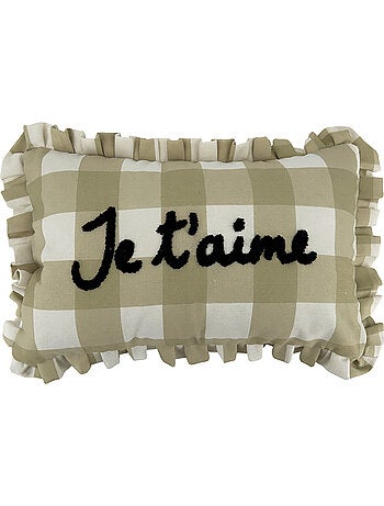 Rechthoekig "je t'aime" ruitjeskussen