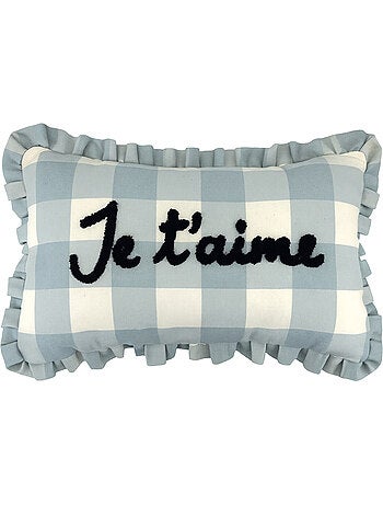 Rechthoekig "je t'aime" ruitjeskussen