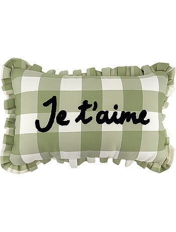 Rechthoekig "je t'aime" ruitjeskussen