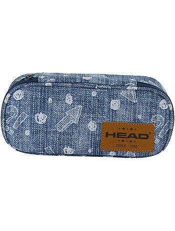 Rechthoekig pennenzak 2 vakken Head model 6 22 cm motief blauw